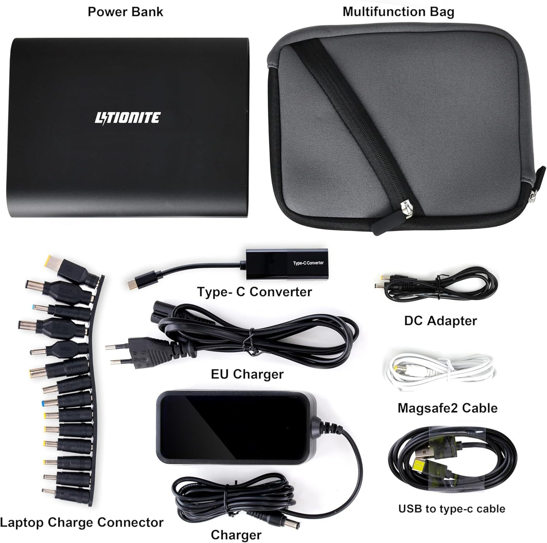 Litionite Tanker 90W / 50.000mAh Aluminium Powerbank Externer Batterie Akku mit LED-Anzeige - 2X USB