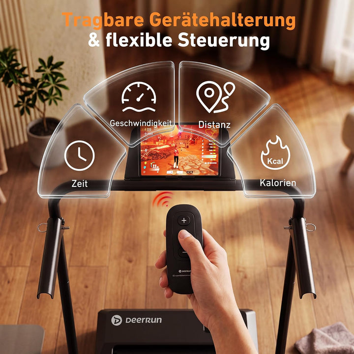 DeerRun Walking Pad mit Steigung,Laufband für Zuhause mit Griff, 2,5 PS, 6 KM/H, max. 136 KG, Walkin
