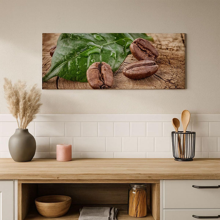 Wandbilder Dekoration Wohnzimmer Aroma Kaffee Pflanze Samen Panorama Bilder auf Leinwand 120x50cm Le