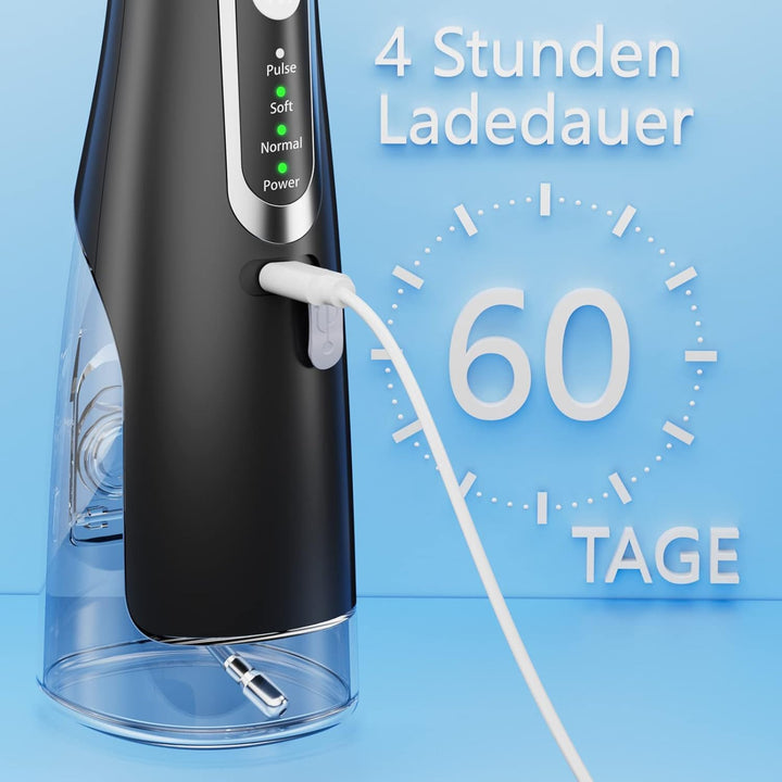 Leistungsstarke Munddusche Elektrischer Zahnreiniger 4 Modi &amp; 4 Düsen Kabellose Munddusche IPX7 Wass