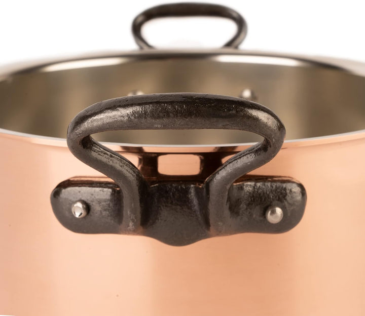 Cuisine Romefort | Kupfertopf verzinnt mit Gusseisengriff und Deckel Ø 28 cm | traditioneller Schmor