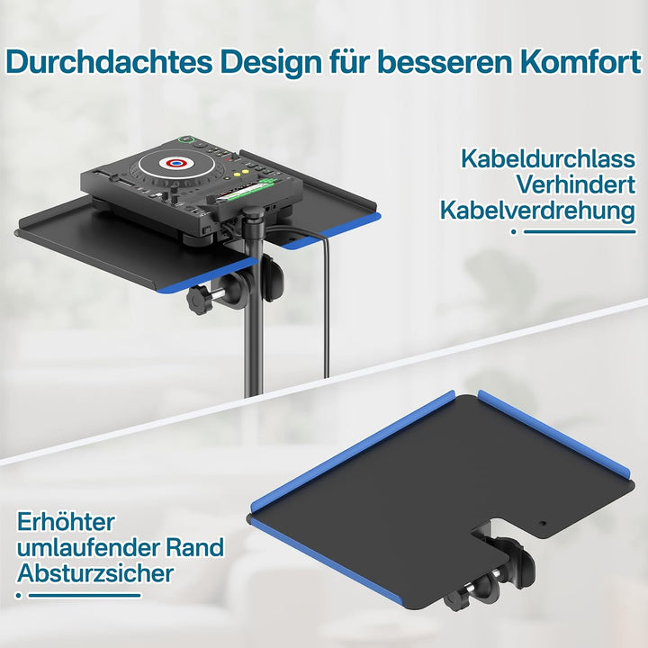Metall Mikrofonständer Ablage mit Handyhalter – 11,7" x 7,8" Funktionsgrosse Mikrofonständer Tablett