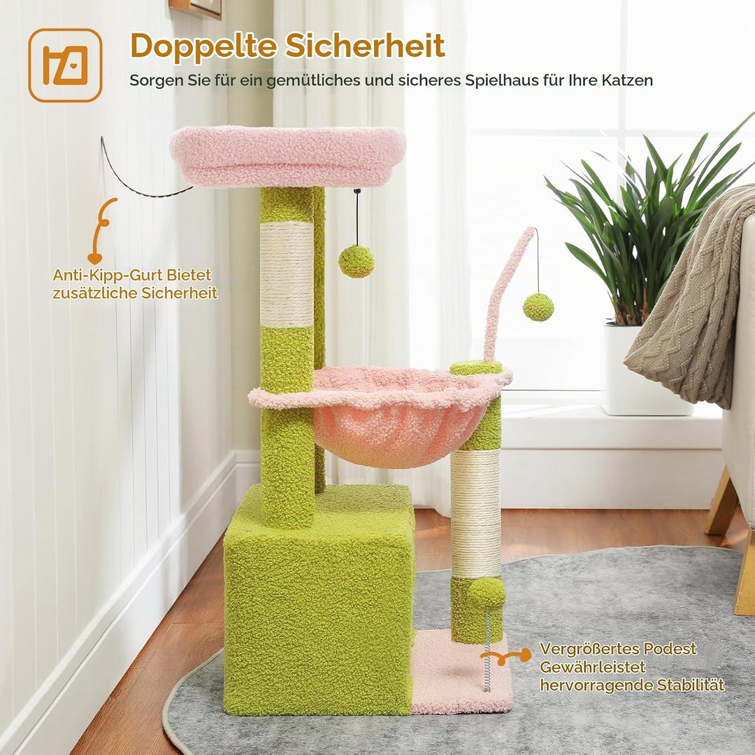 PAWZ Road Kleiner Katzenbaum Katzenbaum für Indoor-Katzen mit Hängematte, Katzenturm mit Sisal-überz