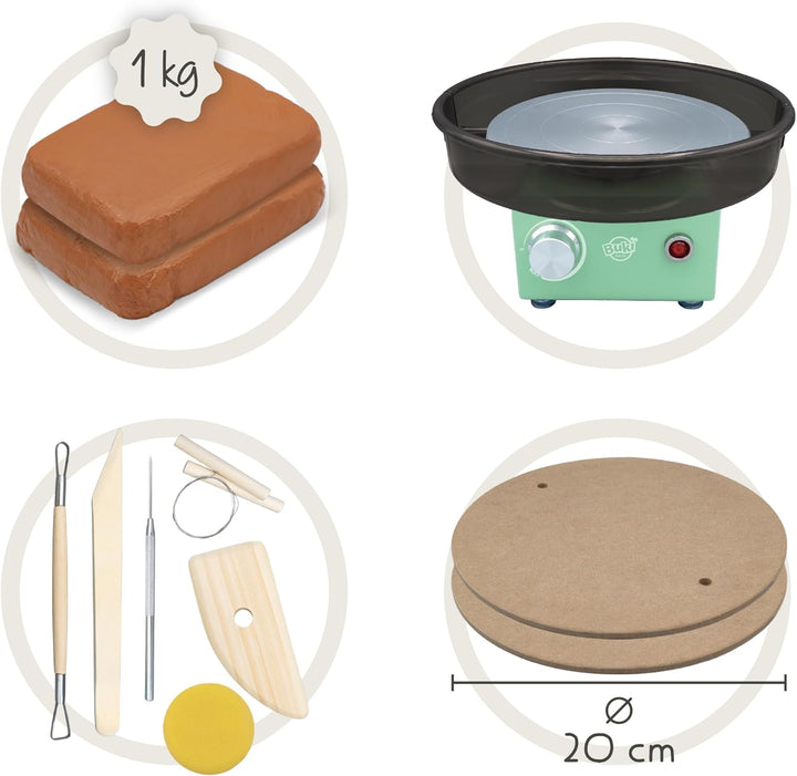 BUKI 5441 - Professional Studio Töpfermeister - Elektrischer Töpferdrehtisch – 220 U/min, 20 cm Meta