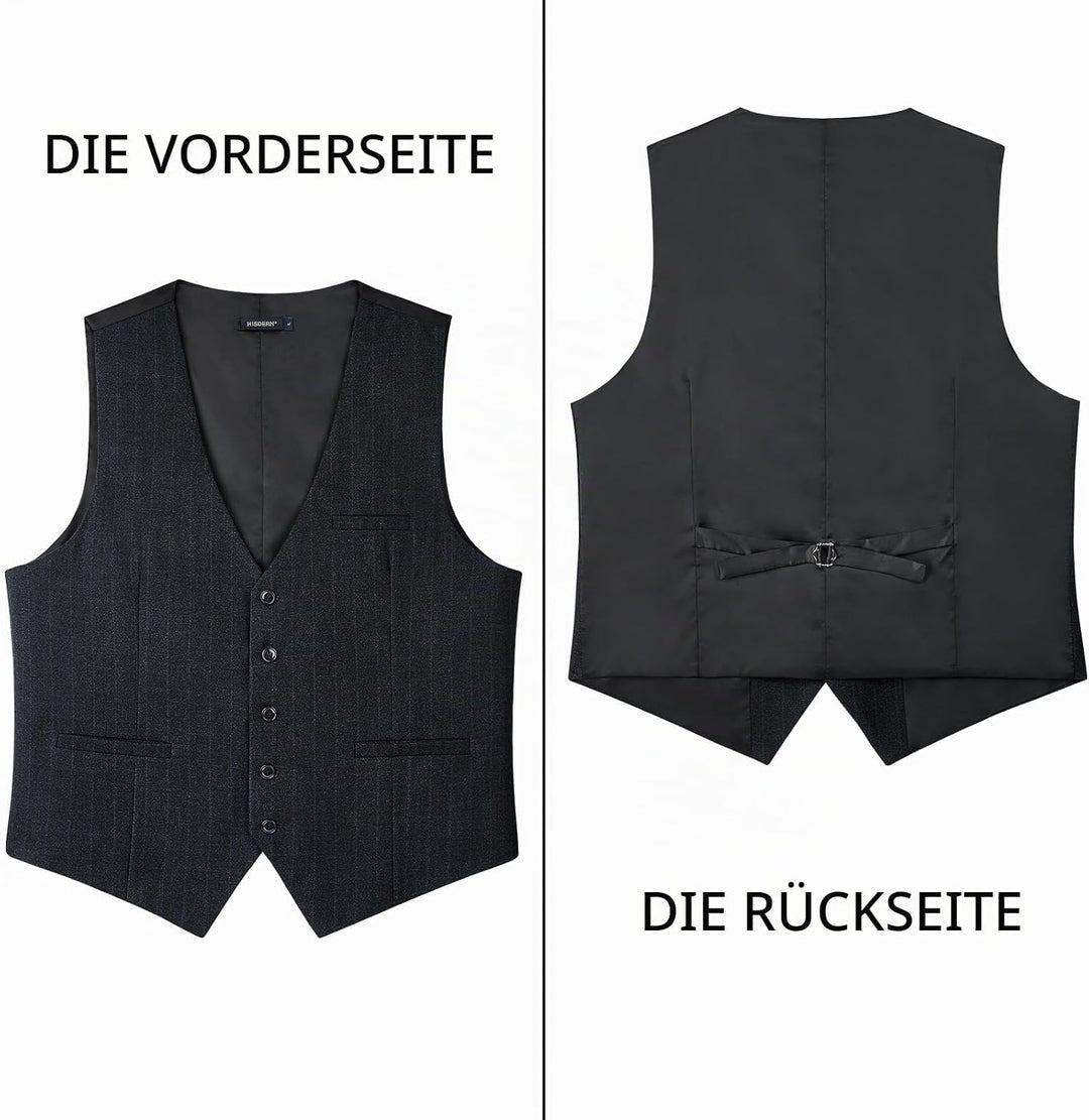 HISDERN Karierte Weste Herren Formale Klassische Weste Baumwolle Hochzeit Hahnentritt Anzugweste XS