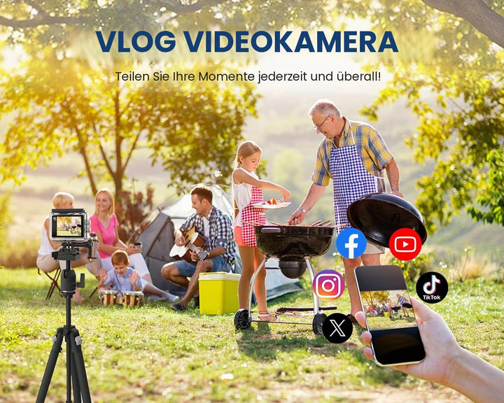 Dual Screen Action Cam 4K60FPS, 48MP WiFi ActionKameras, 40M Unterwasserkamera Mit EIS,170° wasserdi