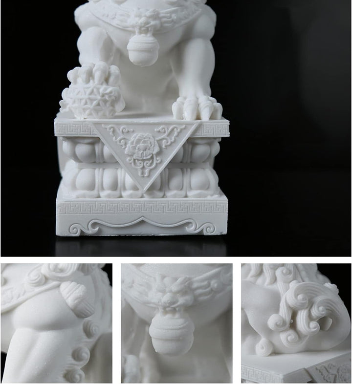 FOO Dogs Löwenstatue aus Stein,Feng Shui Schutzlöwe für Haustür, Garten &amp; Aussendekoration, Asiatisc