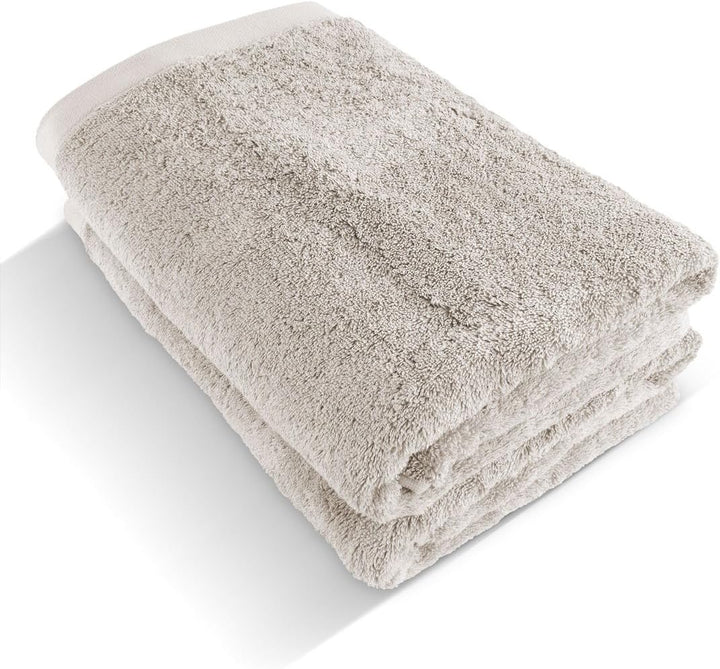 herzbach home Premium Duschtuch 2er-Set 70 x 140 cm (Sandgrau) – Grosse, weiche & saugstarke Dusch-H