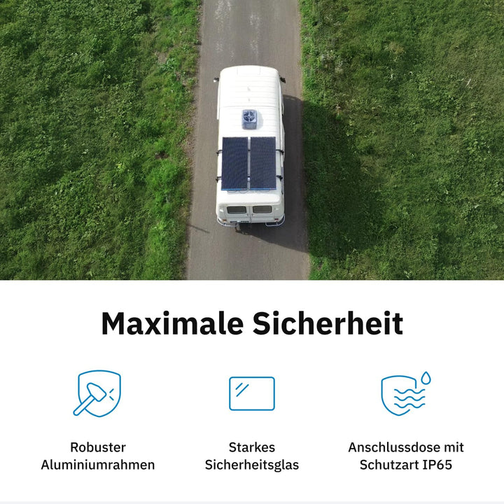 ECTIVE Solarpanel MSP 90 Black - 90W, 4,81A, 32 Zellen, für 12V 24V Batterieladeregler - Monokristal