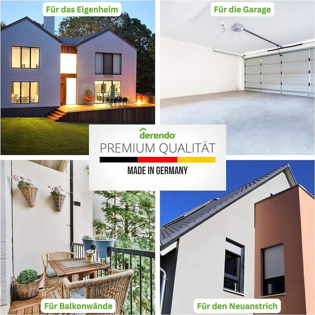 derendo Fassadenfarbe beige 5l mit EXTRA hohem Wetterschutz, matte silikonharzverstärkte Fassaden Fa