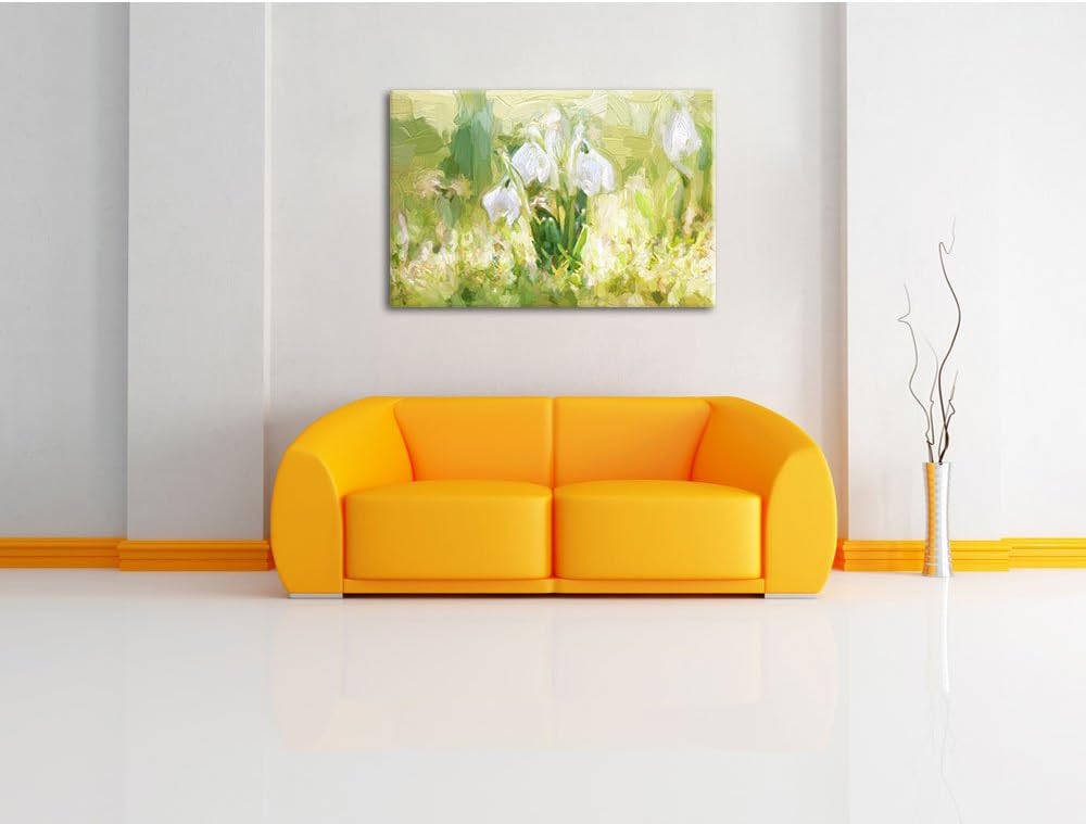 Pixxprint Schneeglöckchen als Leinwandbild/Grösse: 100x70 cm/Wandbild/Kunstdruck/fertig bespannt, 10