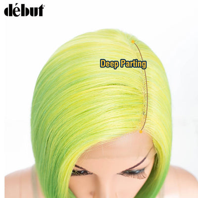 Début Lace Front Perücke für schwarze Damen Bob Perücke für weisse Damen Kunsthaar 24 cm 120g Natur