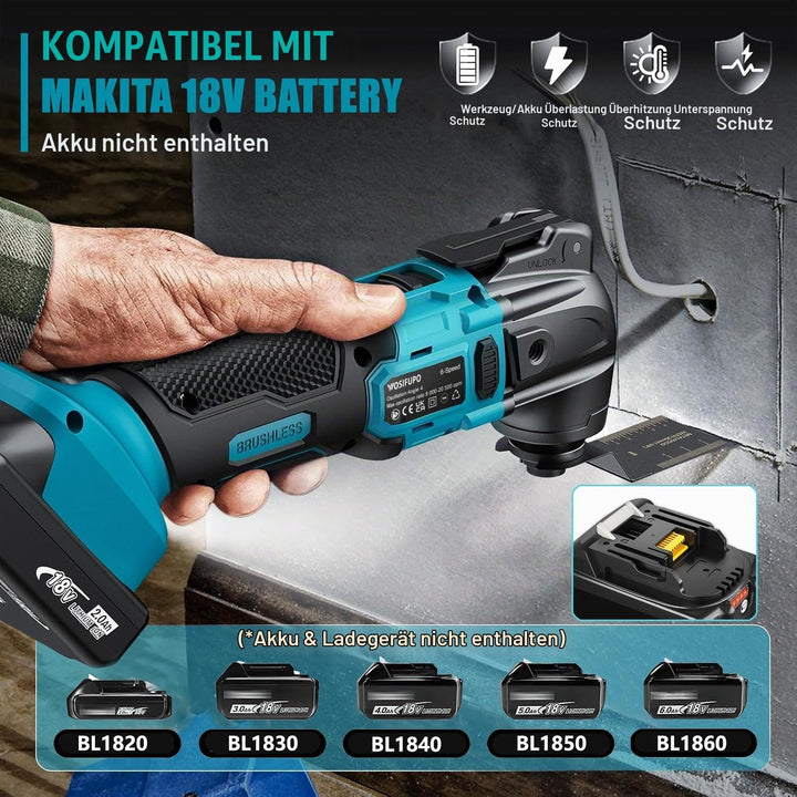 Multifunktionswerkzeug akku für Makita 18V Akku (Ohne Akku), Oszillationswerkzeug Akku mit 30 Zubehö