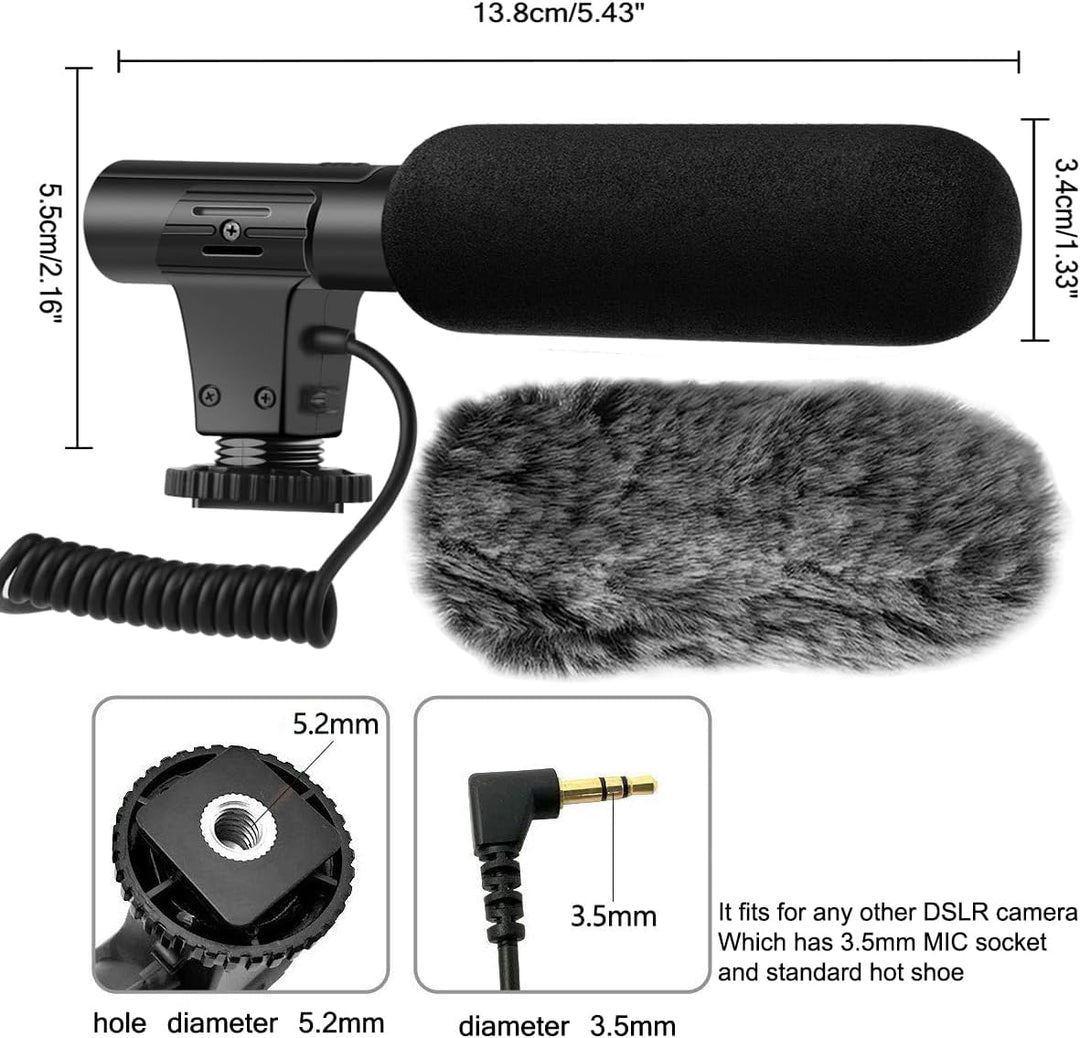 Videomikrofon für DSLR-Interviews, Kamera Mikrofon Shotgun-Mikrofon für Canon, Nikon, Sony, Panasoni