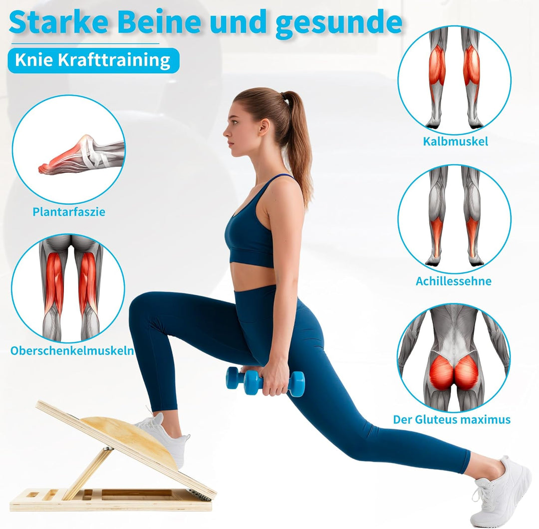 OUUTMEE 5 Winkel Schrägbrett Holz Spannungsneigungsplatte, Balance Board für Erwachsene, verstellbar