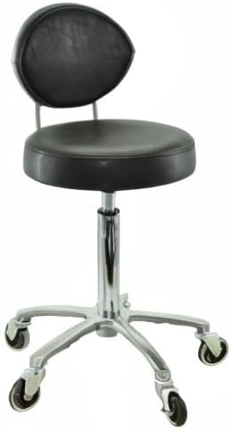 Premium Rollhocker mit ovaler Lehne höhenverstellbar von 55 bis 75 cm - Rundsitz- Drehhocker Arbeits