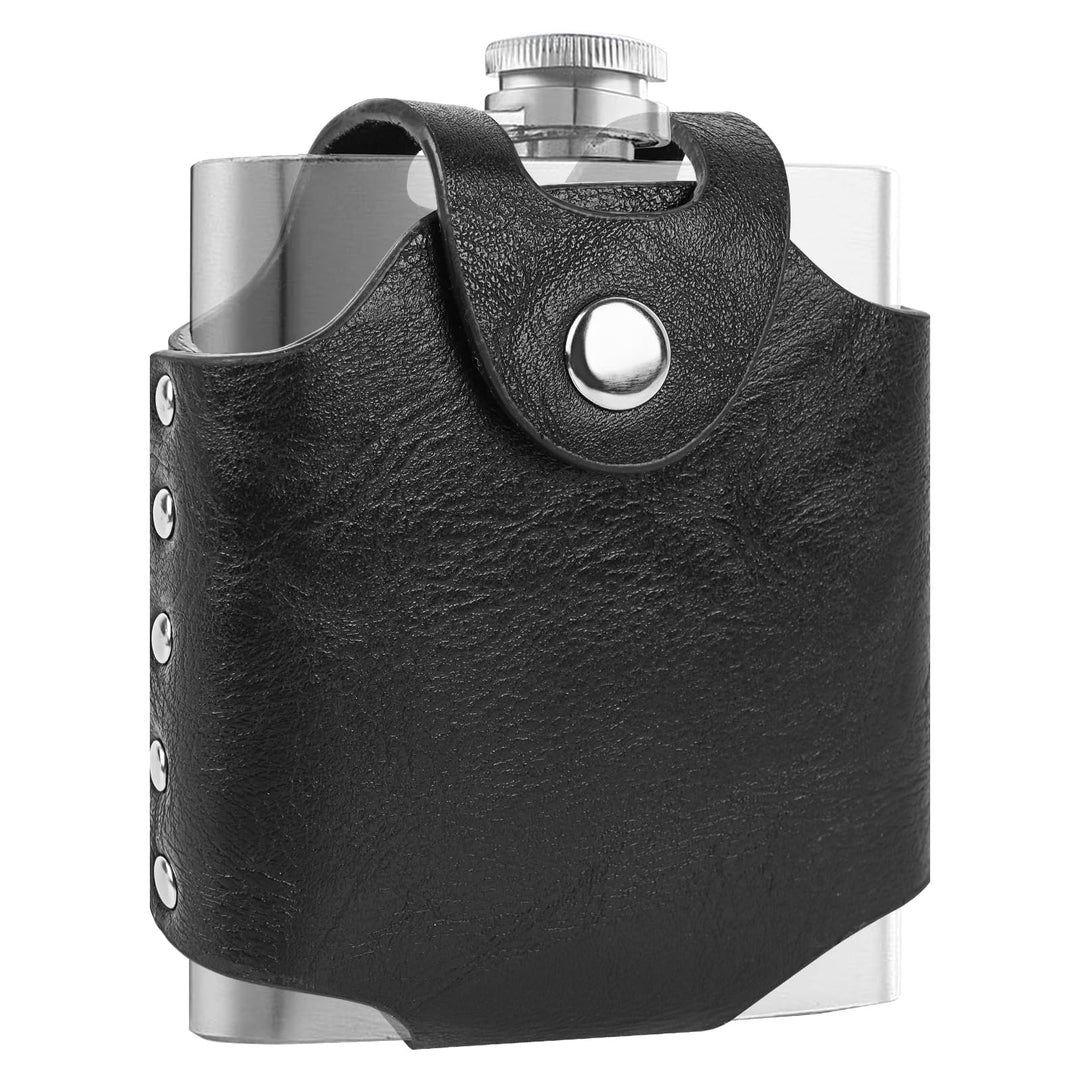 Linkidea Leichtes Flachmann-Etui aus veganem Leder, tragbare Gürteltasche, kompatibel mit 177-ml-Fla