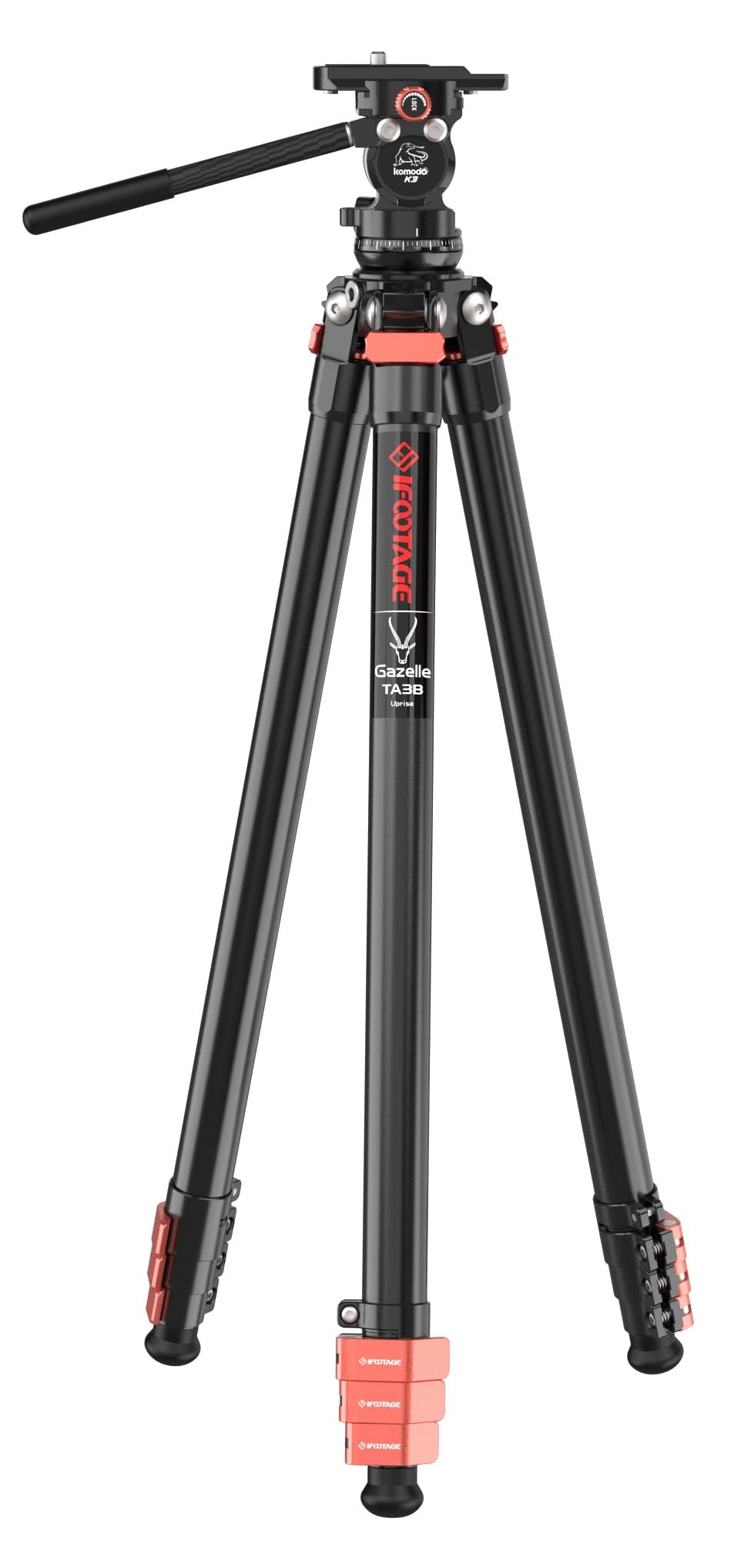 IFOOTAGE Gazelle TA3B+Komodo K3,Tragbares Aluminium Videostativ mit Panorama Video fluidkopf,Videoka