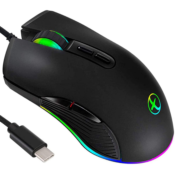IULONEE Gaming Maus USB Typ C RGB Kabelgebundene Computer Mäuse Ergonomische Gamer Mouse Kompatibel