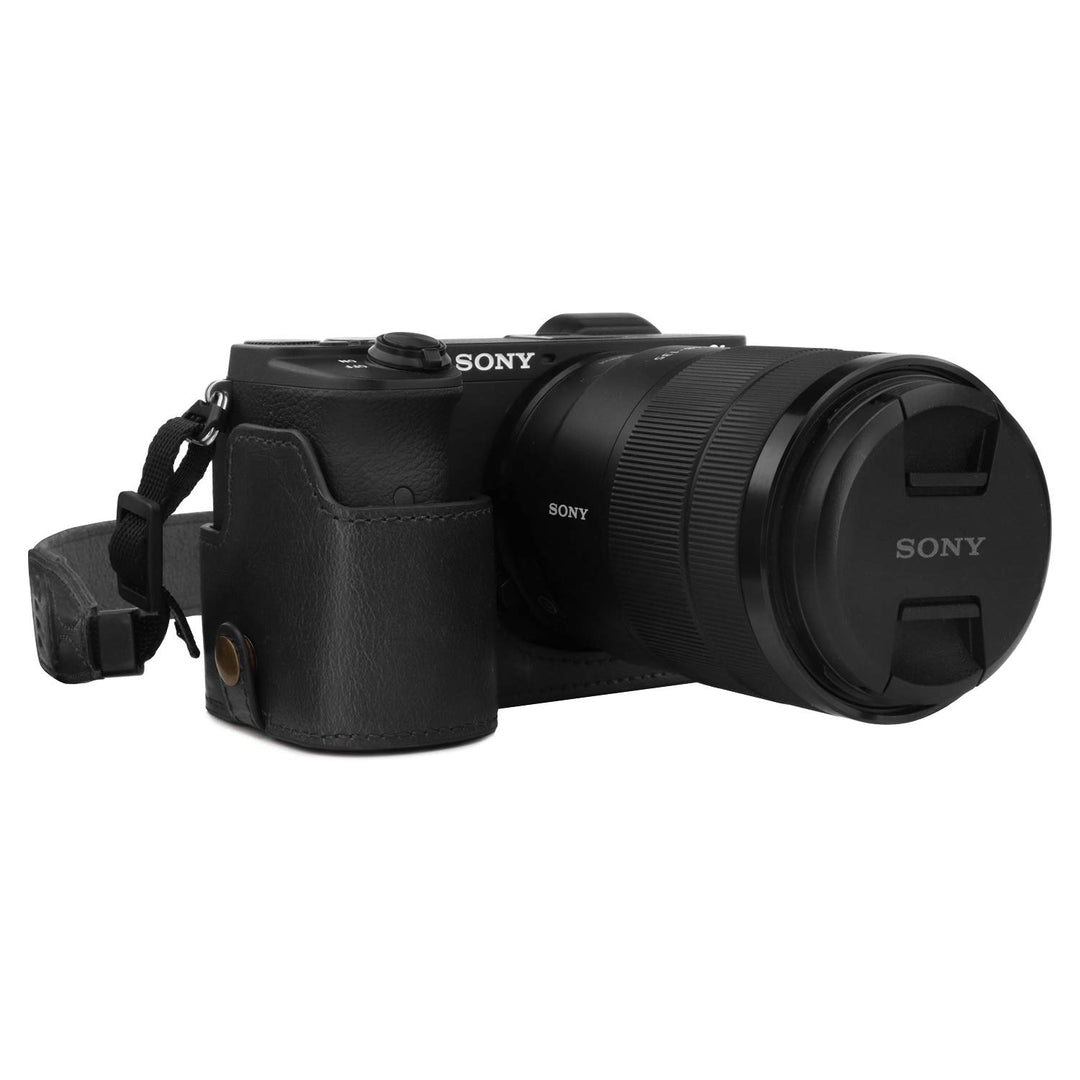 MegaGear MG1807 Ever Ready Kameratasche aus Leder, für Sony Alpha A6600, Schwarz, schwarz