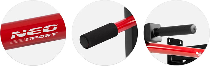 NEO SPORT Klimmzugstange NS-315 zum Hochziehen von Krafttrainingsübungen aus verstärktem Stahl 4 rut