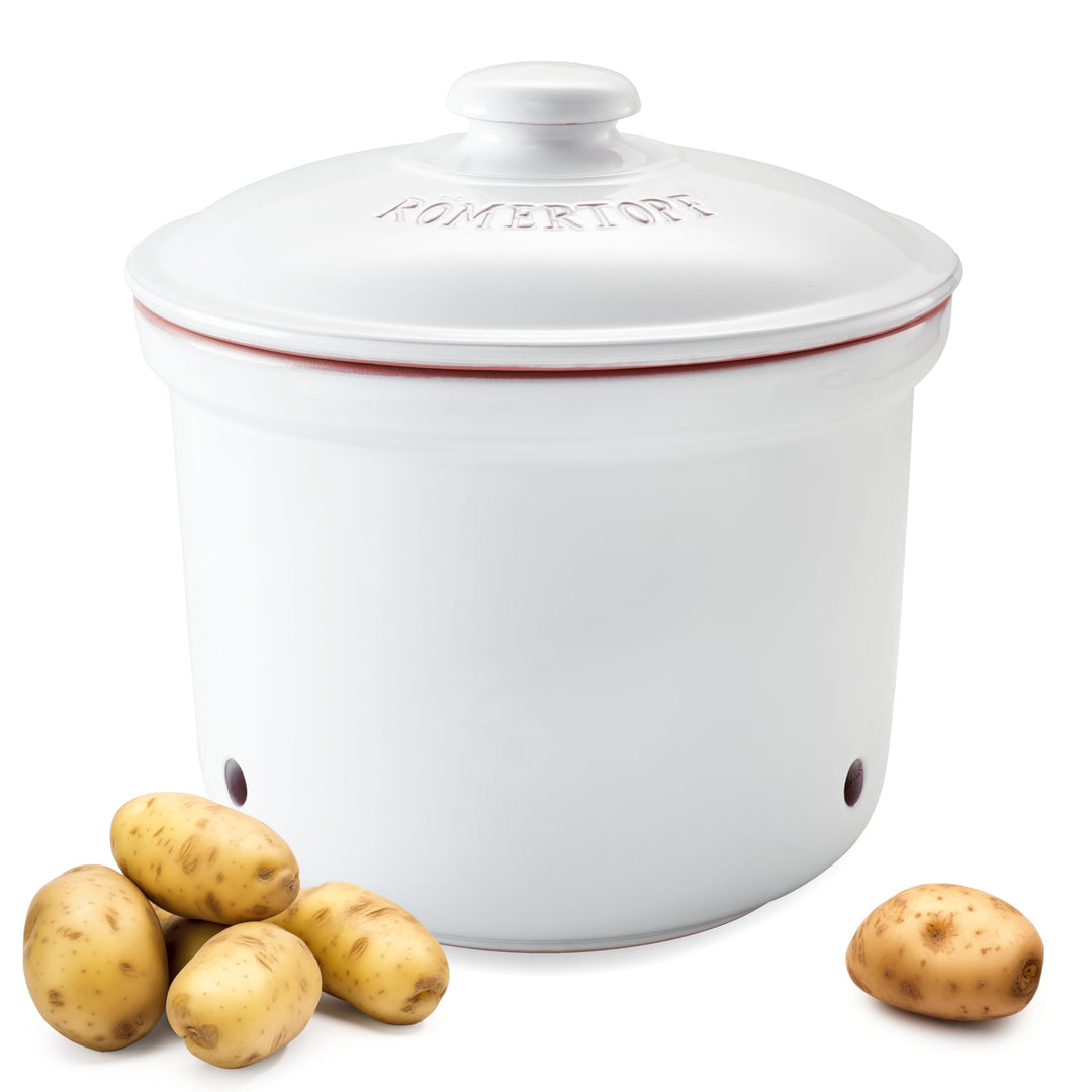 Römertopf Kartoffeltopf Maxi Plus frische Topf aus Naturton Keramik Vorratstopf Ø 26,0cm weiss ø26cm
