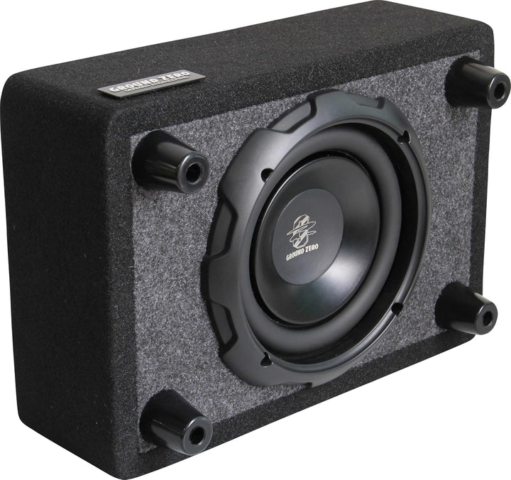 Ground Zero GZCS 20SUB-ACT Aktiv-Gehäusesubwoofer, 20cm, 250W RMS, 50-150Hz, Downfire, 9-16V, Holz