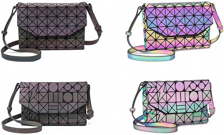 Ulalaza Geometrische leuchtende Einkaufstasche Holographische Geldbörsen und Handtaschen Flash Refle