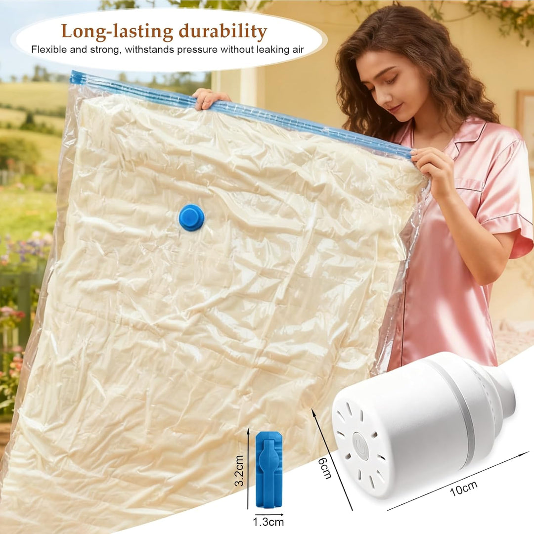 Vakuumbeutel für Kleidung mit Elektrischer Luftpumpe, 7 Stück(1x100x80cm+2x80x60cm+2x70x50cm+2x60x40