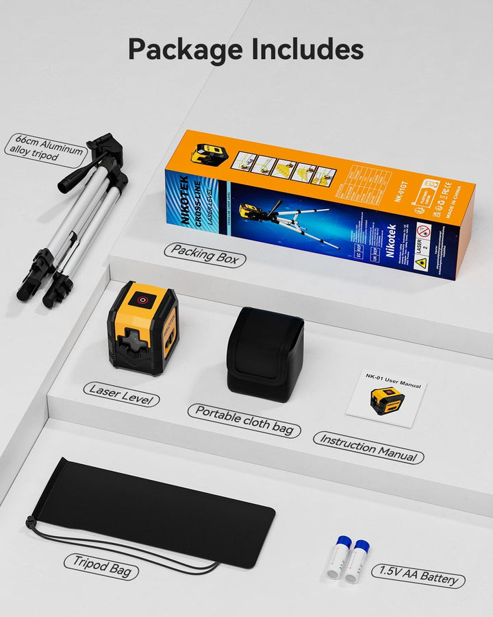 Kreuzlinienlaser, NIKOTEK Laser Wasserwaage (Vertikale/Horizontale Laser, Arbeitsbereich: 15 m, IP54