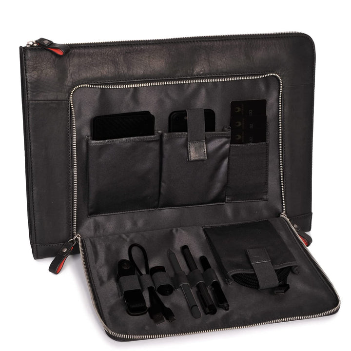 DONBOLSO® Notebook Sleeve London Leder für Damen und Herren Schwarz M, Schwarz M