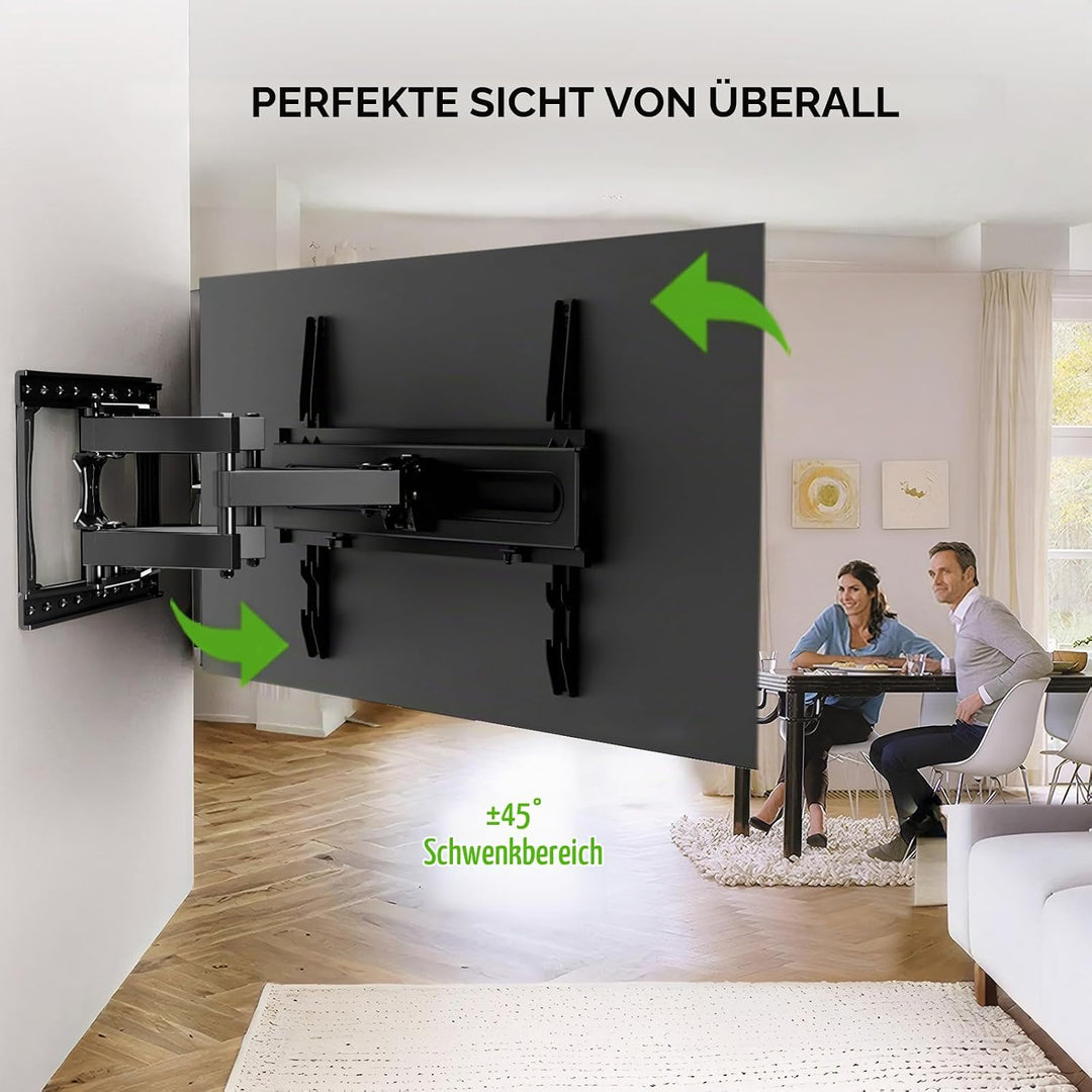 AX WABER TV Wandhalterung für 32-65 Zoll Bildschirme bis zu 45kg, Wandhalterung Fernseher Schwenkbar