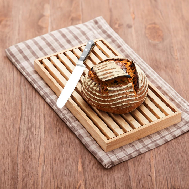 Point-Virgule Brotschneidebrett mit krümelrost, Schneidebrett mit Auffangschale, Schneidebrett Brot,