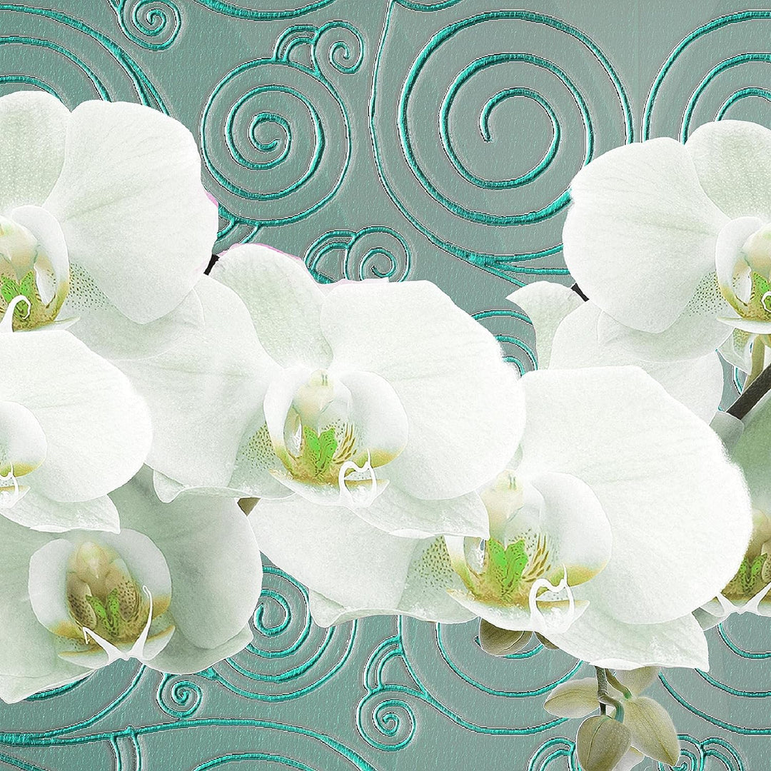 Runa Art Bild Modern Blumen Orchidee - Made in Germany - Wandbilder Abstrakt Türkis Weiss 4 Teilig 2