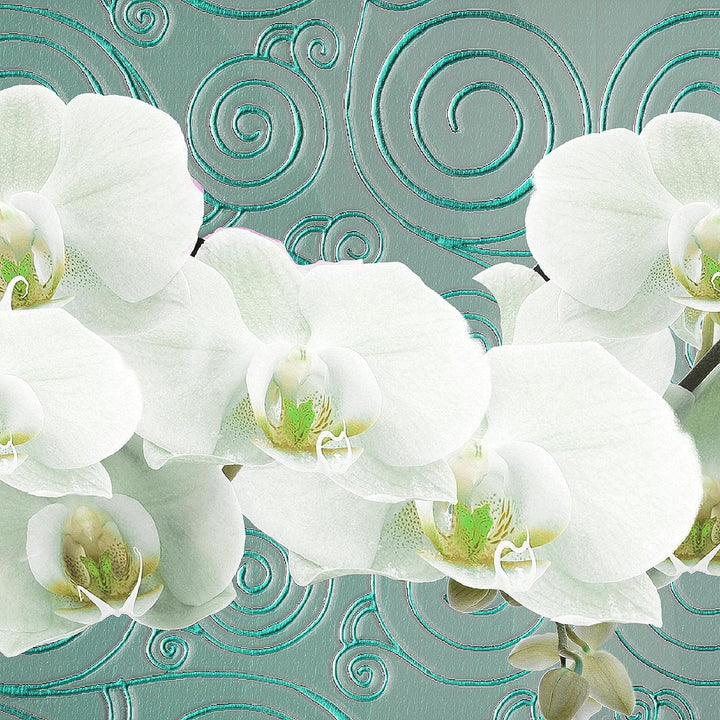 Runa Art Bild Modern Blumen Orchidee - Made in Germany - Wandbilder Abstrakt Türkis Weiss 4 Teilig 2