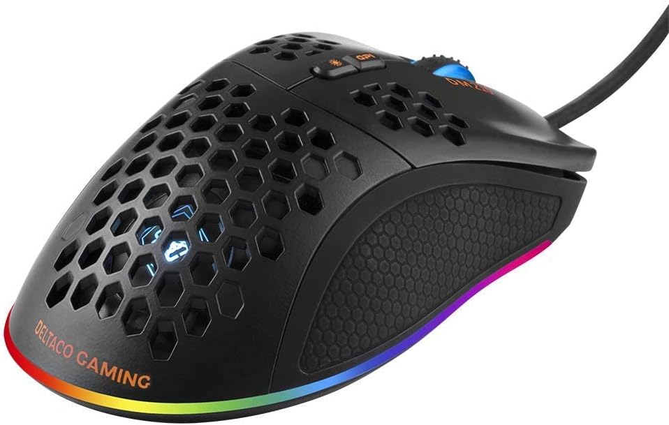 DELTACO GAMING-Maus, Ultraleicht, RGB, anpassbar, 7 programmierbare Tasten mit Software, Gaming-Maus