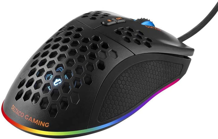 DELTACO GAMING-Maus, Ultraleicht, RGB, anpassbar, 7 programmierbare Tasten mit Software, Gaming-Maus