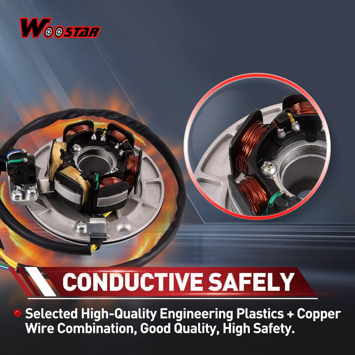 WOOSTAR 6 Spule 5 Draht Zündung Statorspule Magneto mit Schwungradrotor Ersatz für YX 140ccm 150ccm