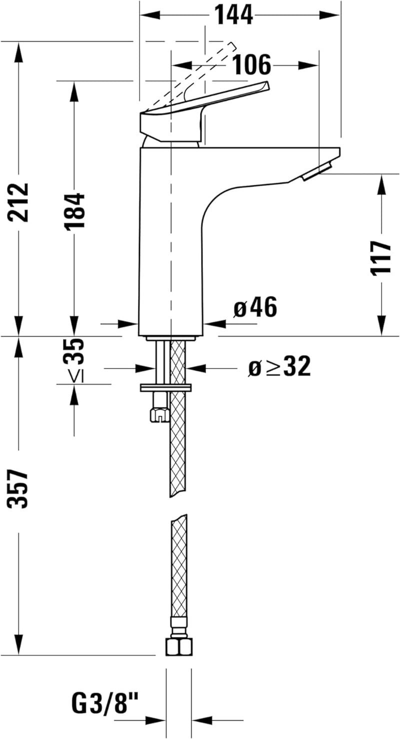 Duravit No.1 Waschtischarmatur, Grösse M (Auslauf Höhe 117 mm), Wasserhahn Bad, Waschbecken Armatur