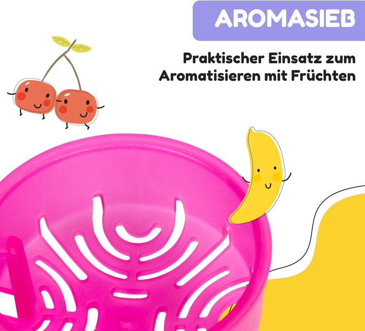 schmatzfatz Kinder Trinkflasche 400ml, Sport für Schule Kindergarten, 1-Klick Verschluss, Geschmacks