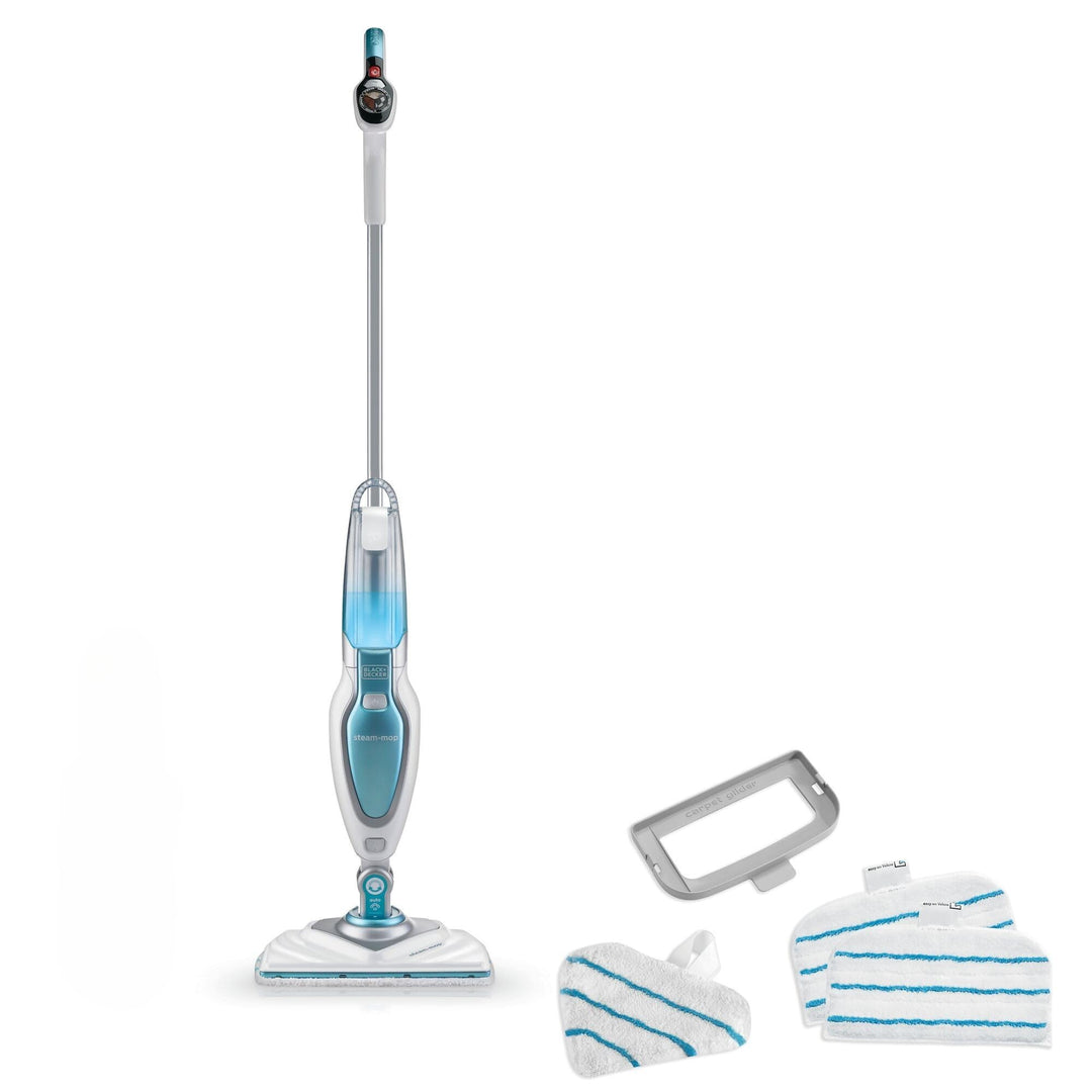 Black+Decker Dampfreiniger Steam Mop Deluxe FSM1630 / Stehender Dampf Mop für versiegelte Hartböden/
