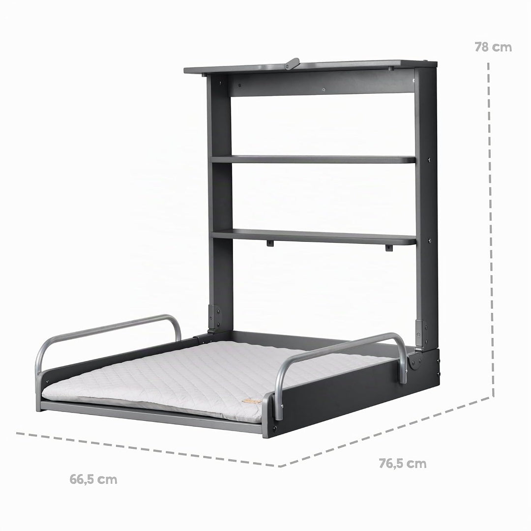 roba Wandwickelregal + Wickelauflage roba Style grau - Klappbar &amp; platzsparendes Wickelregal zur Wan