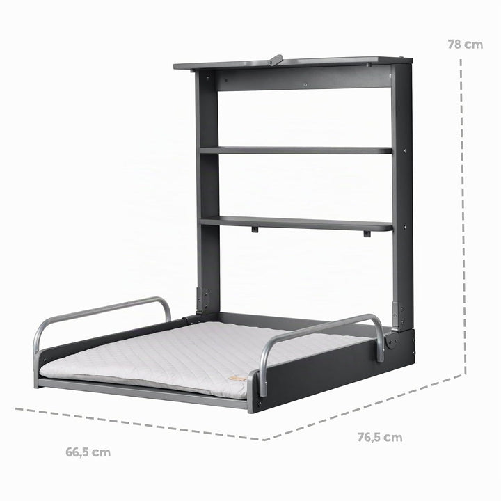 roba Wandwickelregal + Wickelauflage roba Style grau - Klappbar &amp; platzsparendes Wickelregal zur Wan