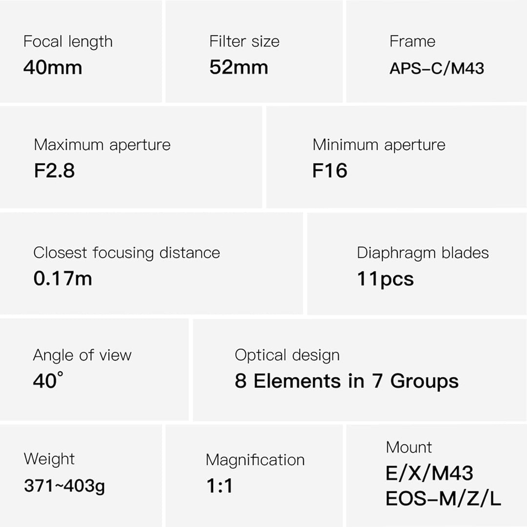 TTARTISAN Makro 40 mm f/2.8 E, Objektiv APS-C Manueller Fokus Prime Objektiv für E-Mount (E-Mount) S