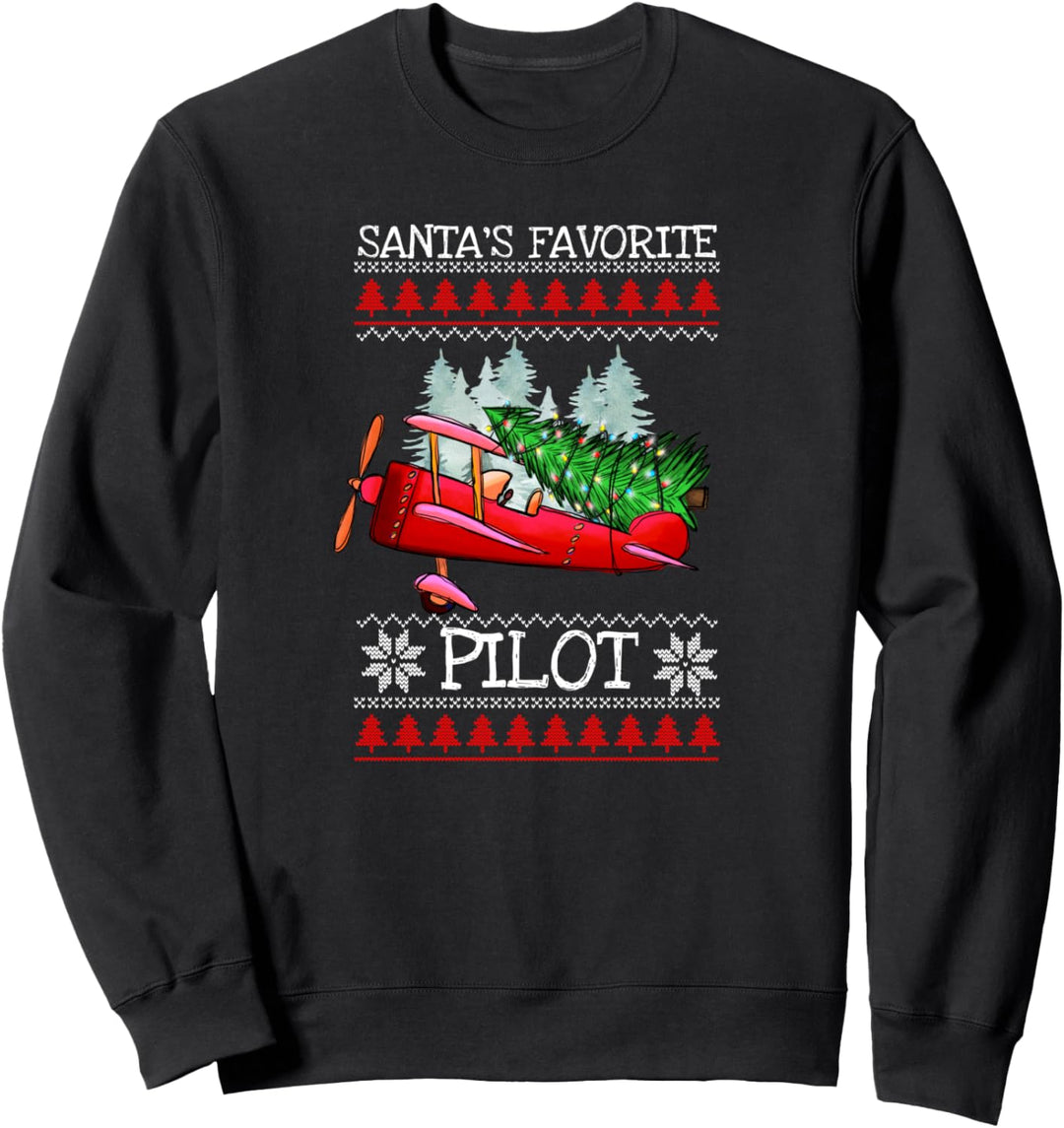 Santa's Favorite Pilot Weihnachten Flugzeug Dekor Ugly Sweater Sweatshirt