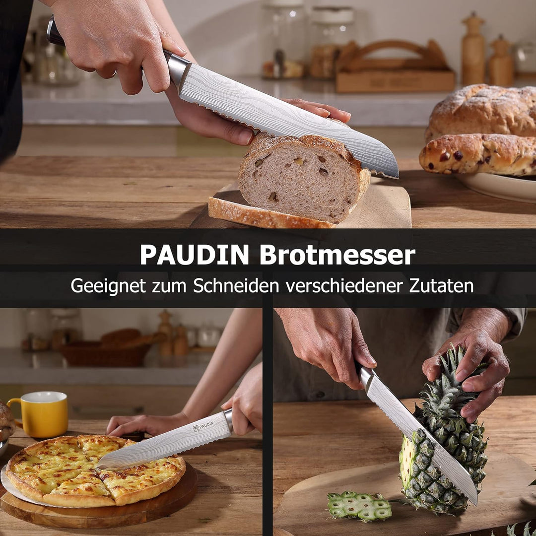 PAUDIN Profi 20cm Brotmesser mit Wellenschliff aus Hochwertigem Rostfreier Edelstahl, Extra Scharfe