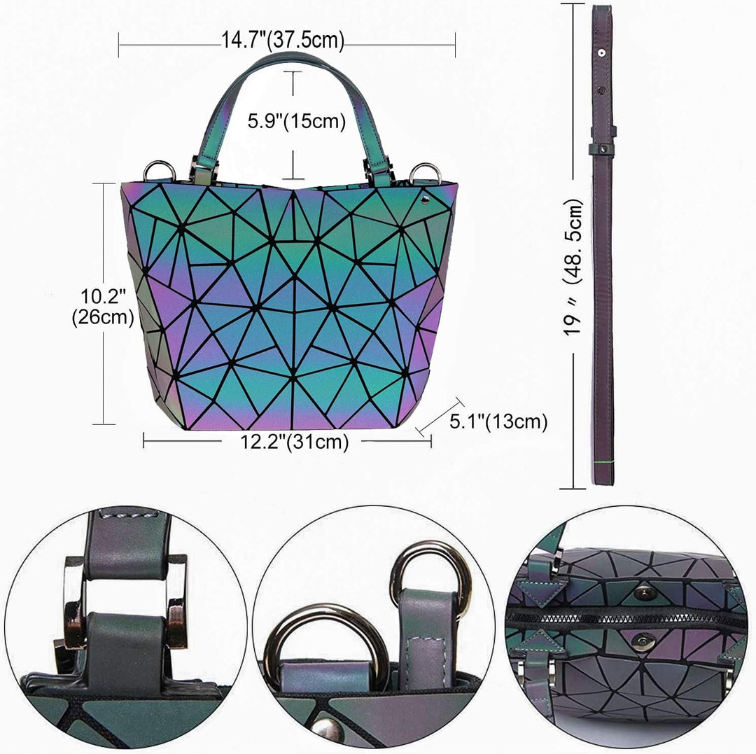 FZChenrry Geometrische Tasche Reflektierende Handtasche Damen Holographic Schultertasche Reflektiere