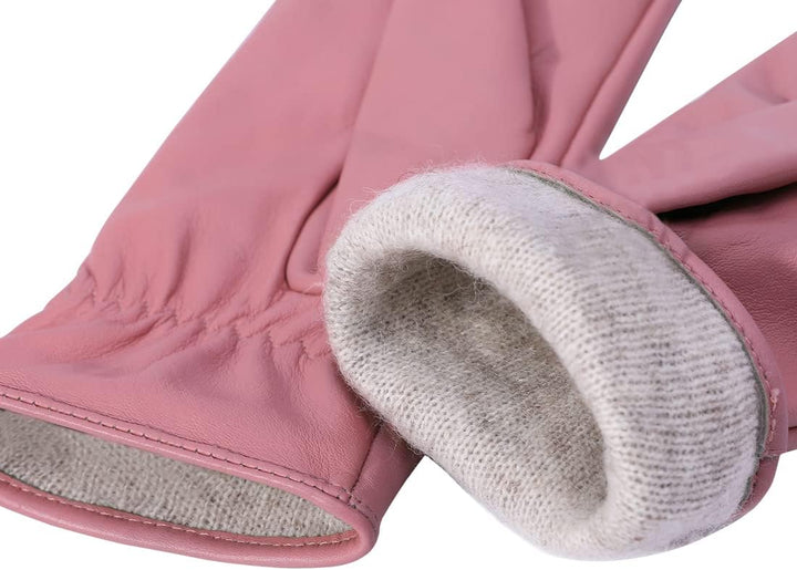 Harssidanzar Damen Lederhandschuhe Winter Warmes Kaschmirfutter Touchscreen Vintage Finished GL017EU