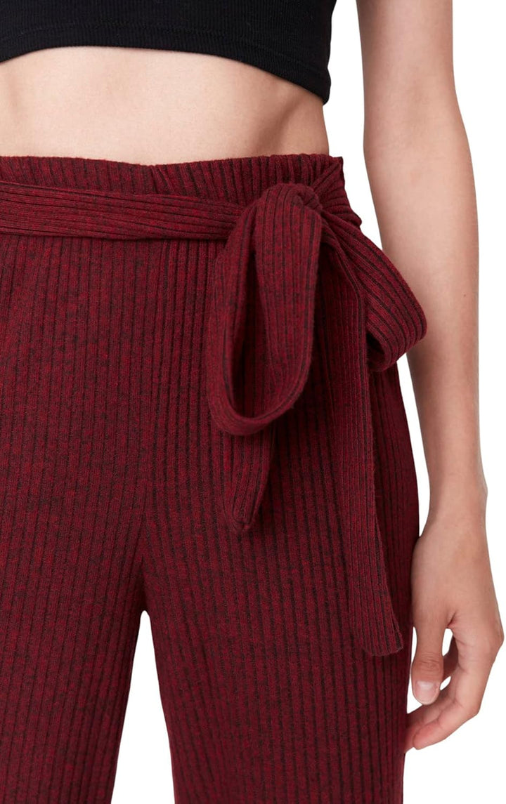Trendyol Damen Homewear hoher Taille und weitem Bein Hose S Burgundy, S Burgundy