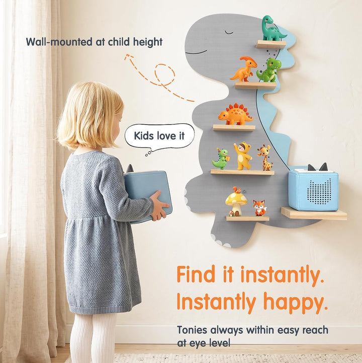 Magnetisch Regal für Tonie, Wand Regal für Toniebox/Tonie Figuren Aufbewahrung für Dino Motiv, Tonie